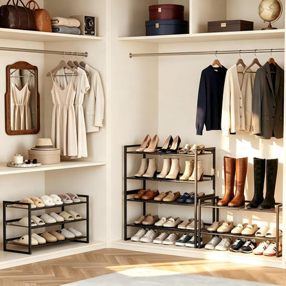 Garden 4 you Shoe Rack - Expandable Shoe Organizer for Closet, Metal Shoe Shelf Organizer, Stackable Adjustable Shoe Storage Shelf for Entryway, Garage, Door Entrance (2-Tier)