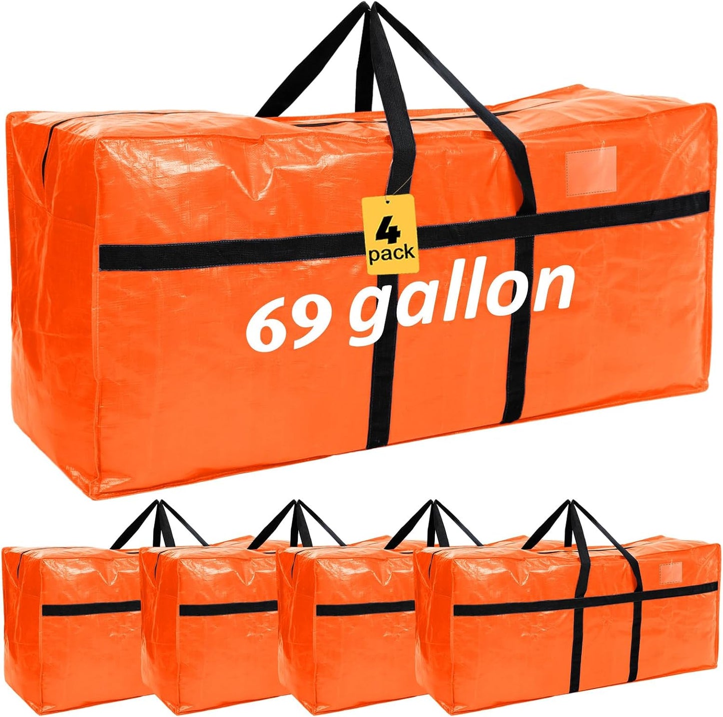 Windyun 4 Pack 57 Gallon Extra Large Moving Bags XXL Heavy Duty Storage Bag with Strong Zipper Handle Jumbo Big Tote Box Foldable for College Dorm Travel Clothes Duffle Blanket Pillow(Red)