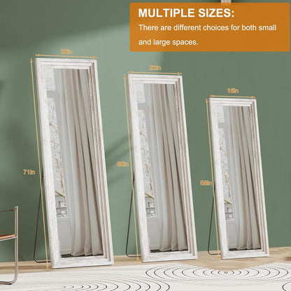 ZHUNFA Full Length Mirror, 71x32 Inch Full Length Mirror Wall Mounted | Vertical Hanging, Leaning Standing for Bedroom, Living Room, Rectangular Wooden Frame, Log Color.