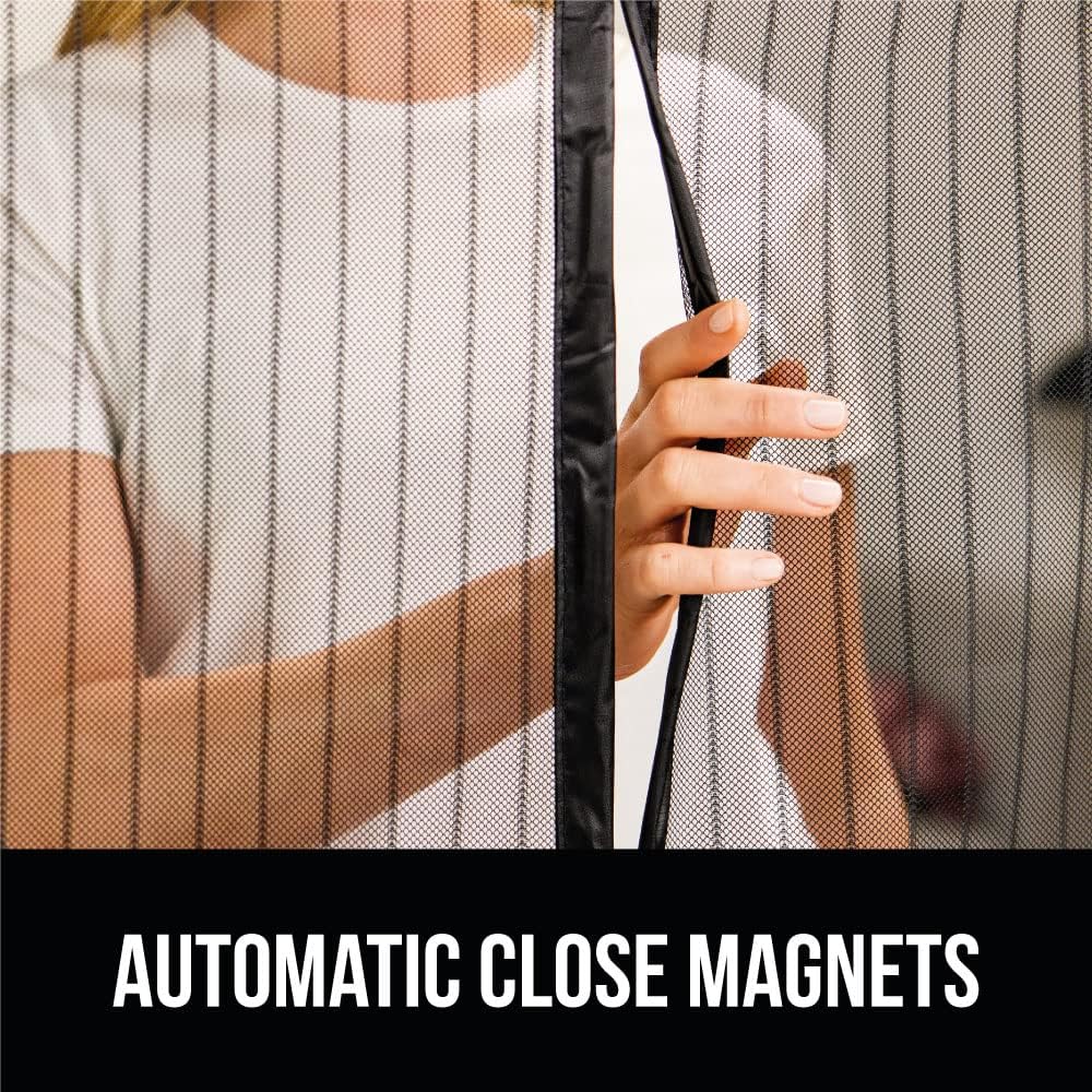GORILLA GRIP Magnetic Screen Door, Hands Free Mesh Curtain Keeps Bugs and Mosquitos Out, Automatic Magnet Closure, Heavy Duty Patio Sliding Dog Doors Cover, Window Screens Protector, Black 38Wx82H