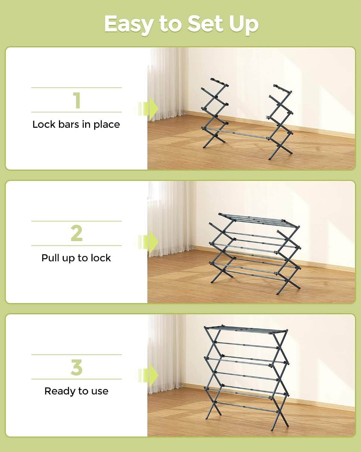 APEXCHASER Drying Rack Clothing - 3 Tier Metal Clothes Drying Rack Collapsible, Laundry Drying Rack Expandable, Small Clothe Airer for Baby Clothes Towel Bib Sock Indoor Outdoor Use(White)
