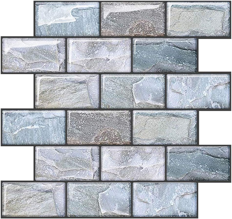 Peel and Stick Backsplash for Kitchen, Peel and Stick Tile Kitchen, Back Splash Tile for Bathroom, 3D Brick Wall Tiles Subway Tiles, 10 Sheets 10" x10.6 ﻿