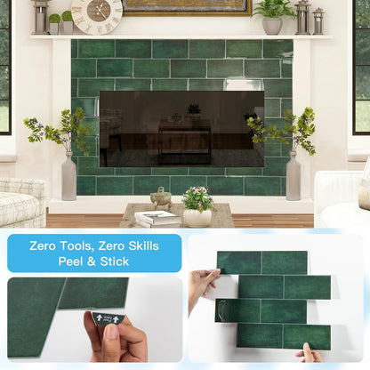 Art3d Peel and Stick Backsplash, 10-Pack Thickened Stick on Subway Tiles, Faux Ceramic Tiles for Kitchen, Bathroom, Black
