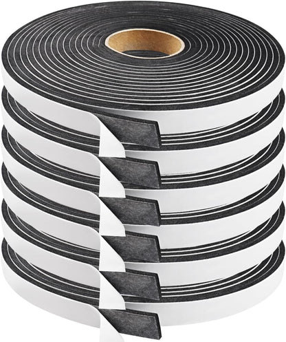 Seal Foam Tape,1/2 Inch W x 1/8 Inch T Weather Stripping for Door and Window,High Density Single Sided Closed Cell Door Insulation Weather Strip, 3 Rolls Total 50FT Black