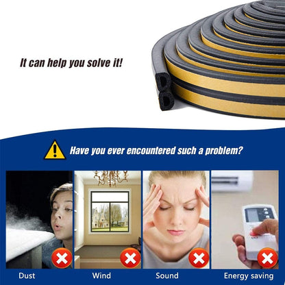 CloudBuyer Door & Window Weather Stripping, Soundproof Insulation Seal Strip with Self-Adhesive Rubber Collision Protection, 16.5 Ft (White)