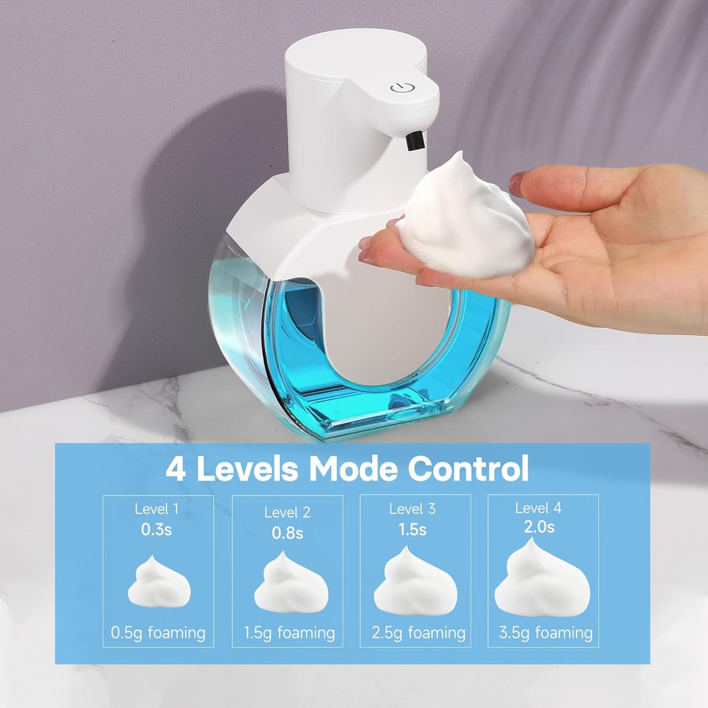 2 Pack Automatic Soap Dispenser,14.2oz/420ML Touchless Automatic Foaming Hand Soap Dispenser,Rechargeabled Wall Mounted Smart Pump for Bathroom Kitchen