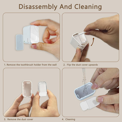 Toothbrush Holder Wall Mounted Toothbrush Holders for Bathrooms, Tooth Brush Holder for Travel and Home, Single Toothbrush Organizer with Cover for Shower 2PCS