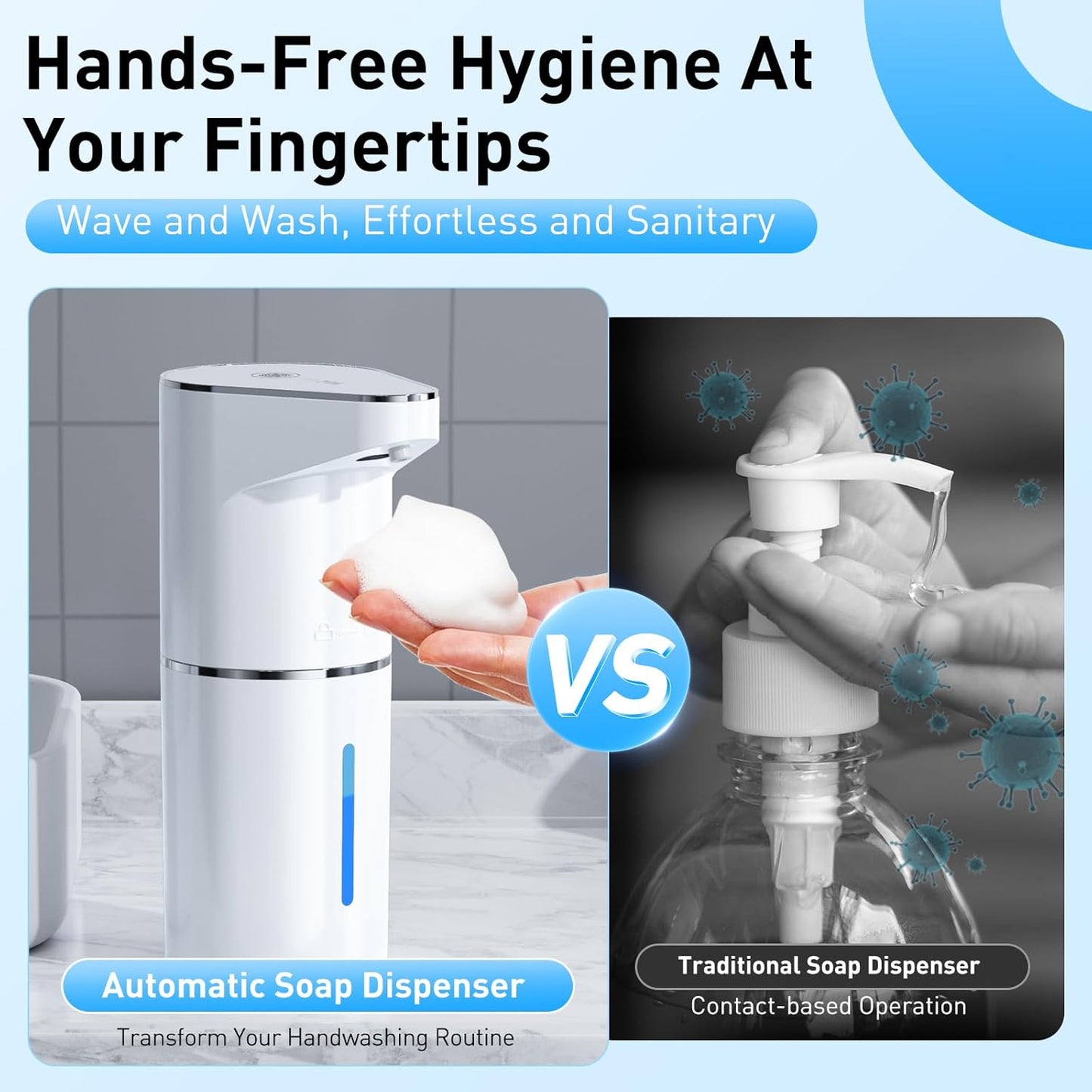 Fantictas Automatic Soap Dispenser,Touchless Hand Wall Mount Rechargeable 3 Gear Adjustable Electric Soap Dispenser 350ml with Infrared Motion Sensor for Bathroom,Kitchen,Office, White Gel