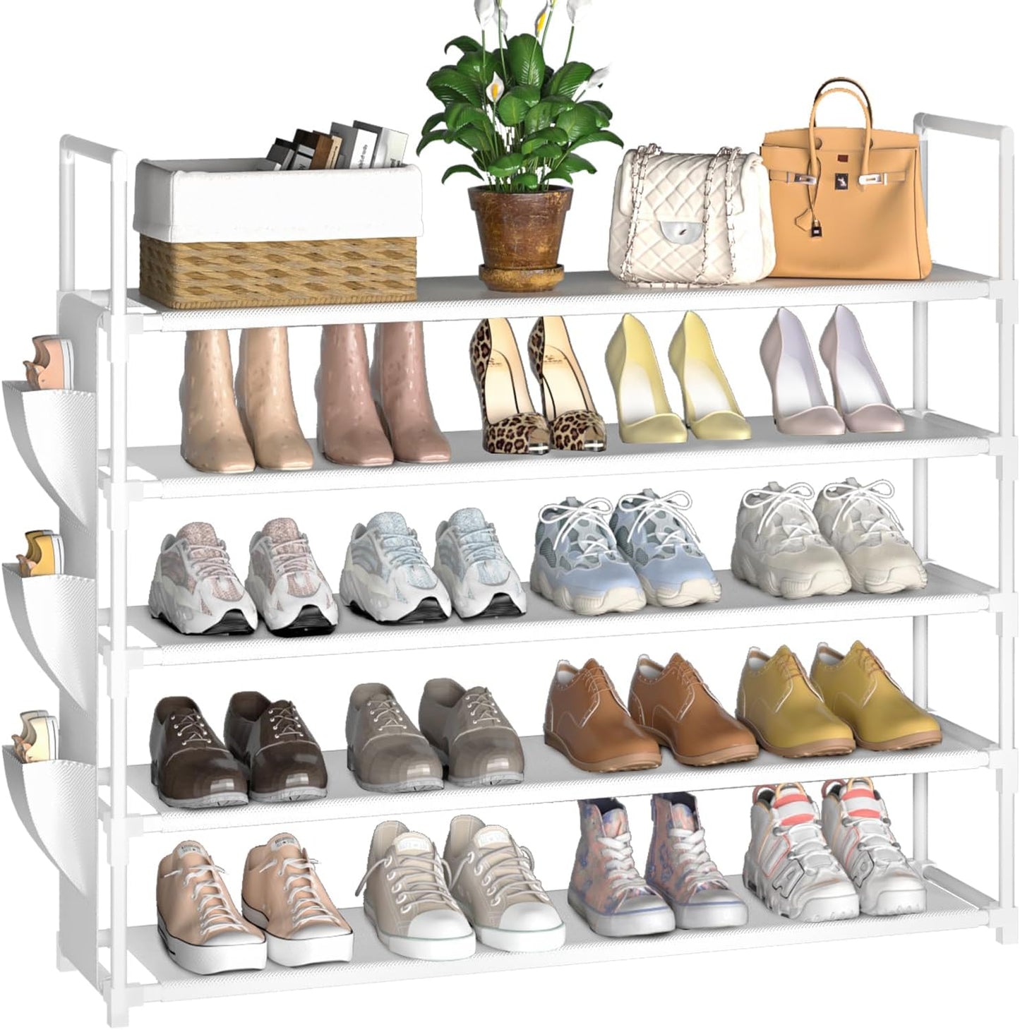 OYREL 5 Tier Shoe Organizer Rack for Closet, Entryway, Garage, Door, Space Saving, Shoe Holder Stand/Tower, Large, 20-25 Capacity