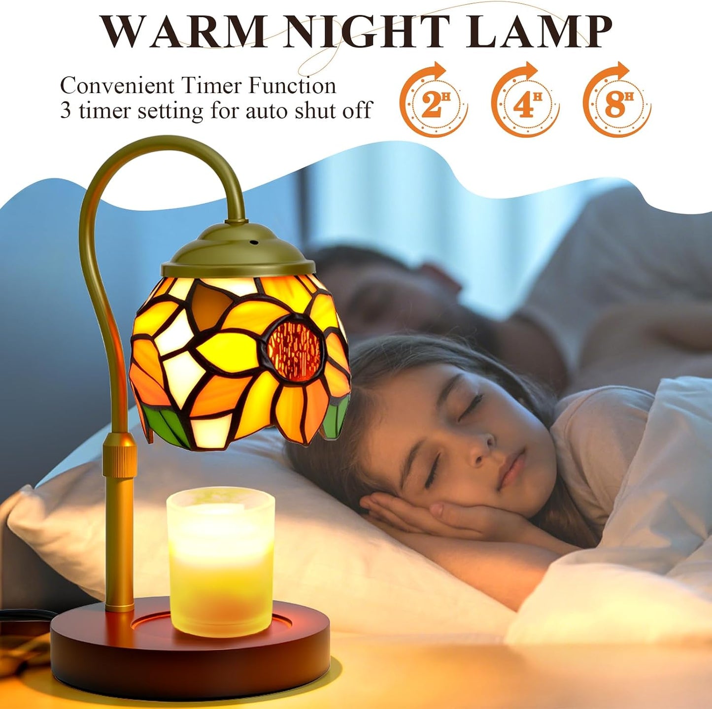Candle Warmer Lamp with Timer Dimmer - Height Adjustable Wax Melt Warmer for Jar Candles, Blown Art Glass Candle Warming Lamp with 2 Bulbs Birthday Gifts for Mom Women Candle Holders for Home Decor