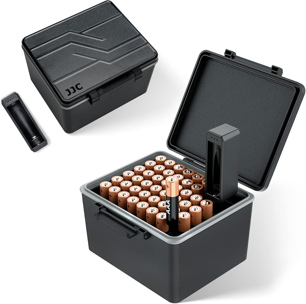 JJC 44 Slots AAA Triple A Battery Case Holder with Removable Battery Tester, Water-Resistant & Shockproof AAA Battery Storage Box Organizer