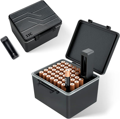 JJC 44 Slots AAA Triple A Battery Case Holder with Removable Battery Tester, Water-Resistant & Shockproof AAA Battery Storage Box Organizer