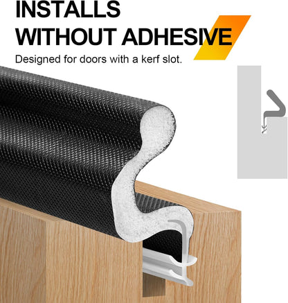 Litaibai 40 ft Kerf Weather Stripping Door Seal for Exterior Doors, White | Press-in kerf seal for grooved door frames is not self-adhesive, replaces worn seals, and helps reduce drafts and energy loss