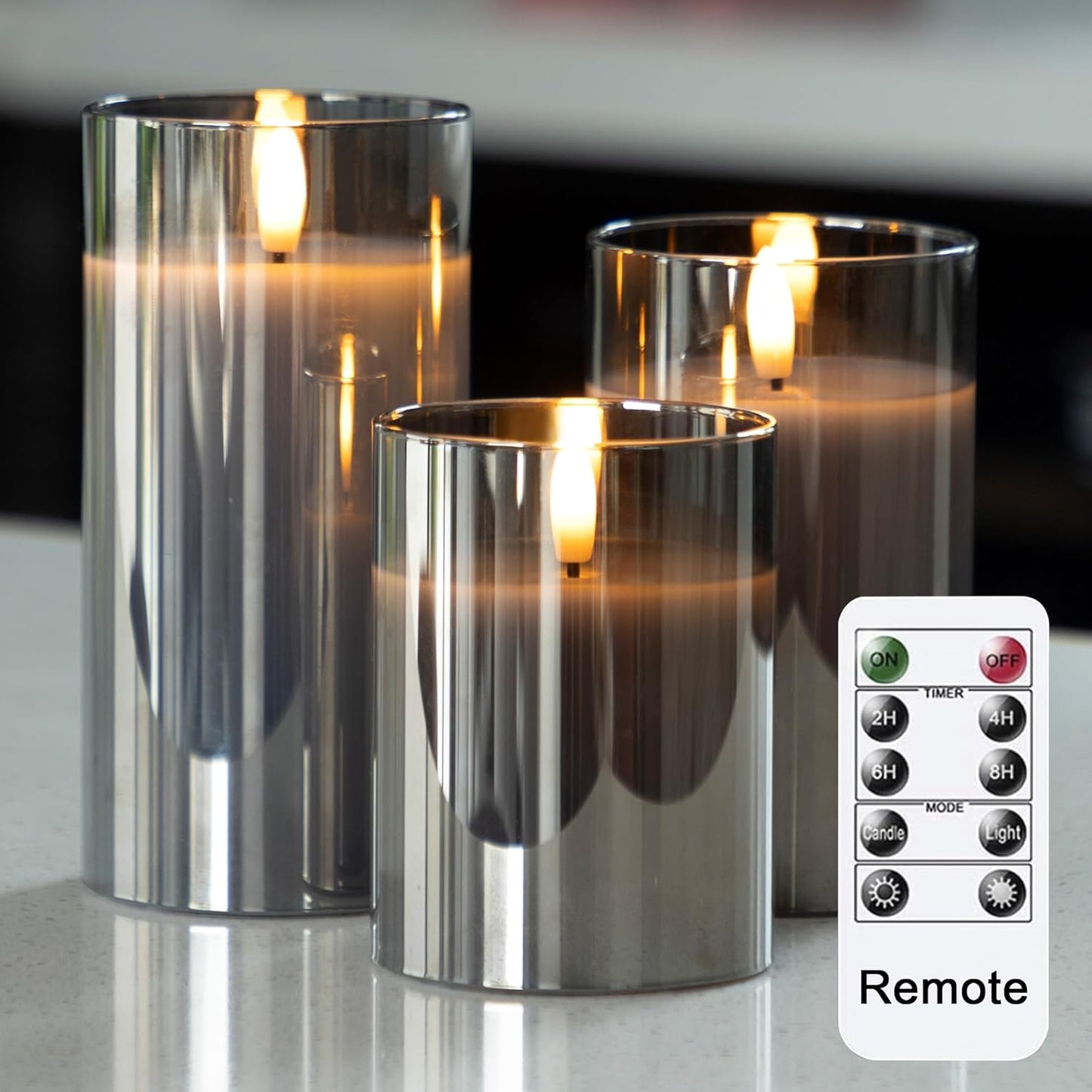 LUSHARBOR Flameless Candles with Remote, 3 Pack Battery Operated Candles Flickering Real Wax LED Fake Pillar Candles with Timer for Wedding Home Party, White