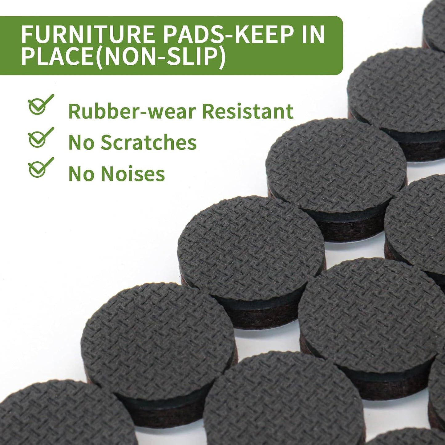 Non Slip Furniture Pads 36 PCS 1'' Square - Anti Slip Furniture Pads - Self Adhesive Rubber Feet Furniture Feet - Chair Leg Floor Protectors - Keep Furniture in Place