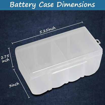 Home-X D Battery Storage Case - Clear, See-Through, Water Resistant D Battery Holder - Easy Access D Cell Battery Holder with Handle - Battery Organizer Storage Case Fits Up to 8 D Batteries