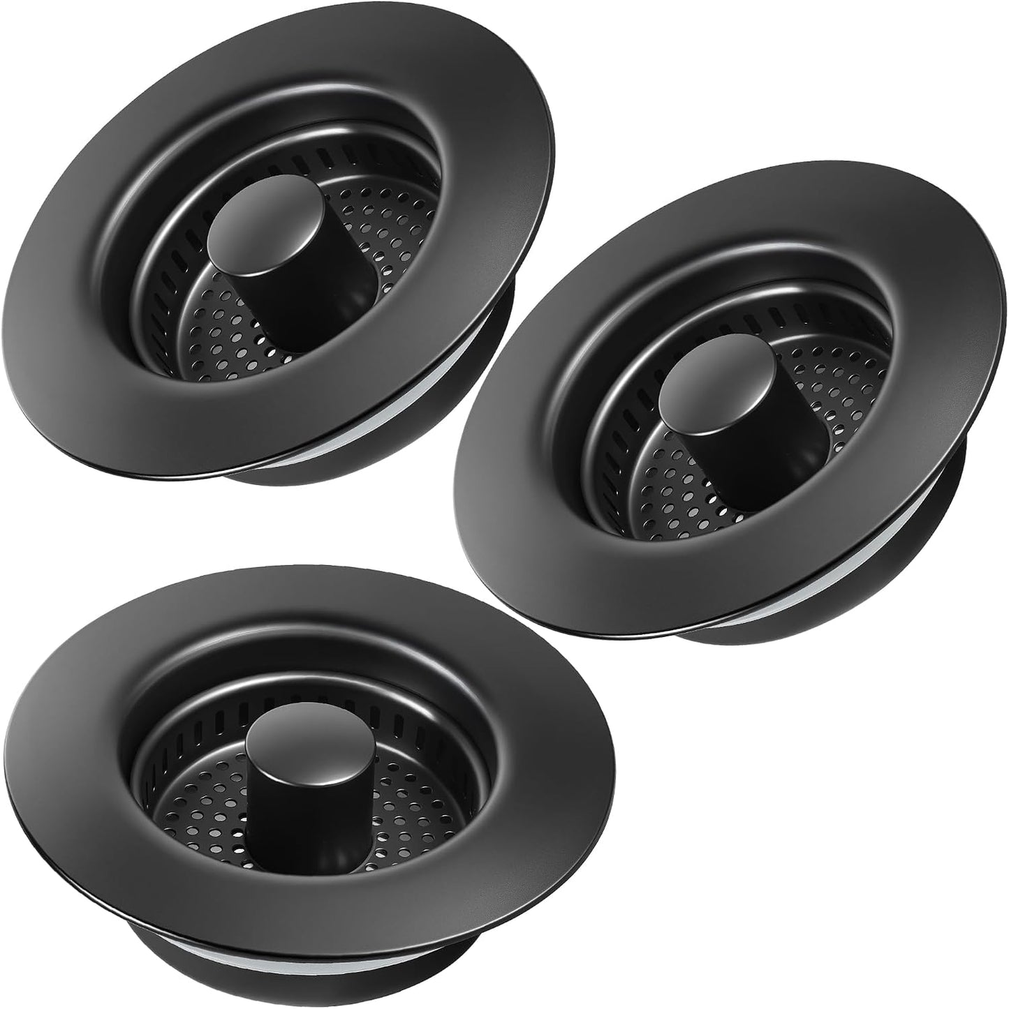 Sink Drain Strainer 3 in 1, 304 Stainless Steel Pop Up Kitchen Sink Stopper with Anti-Clogging Basket, Kitchen Essential Drain Anti-Clog Gadgets, Fits US Standard 3-1/2'' Sink Drain (SUS 304 Brushed)