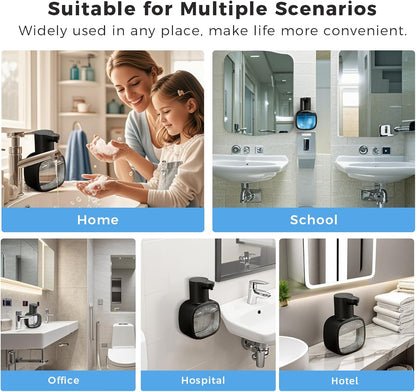 Automatic Liquid Soap Dispenser, 17oz/500ml Touchless Rechargeable with 4-Level Adjustable & IPX5 Waterproof - Level Display for Wall/Tabletop Use in Bathroom, Kitchen, Black