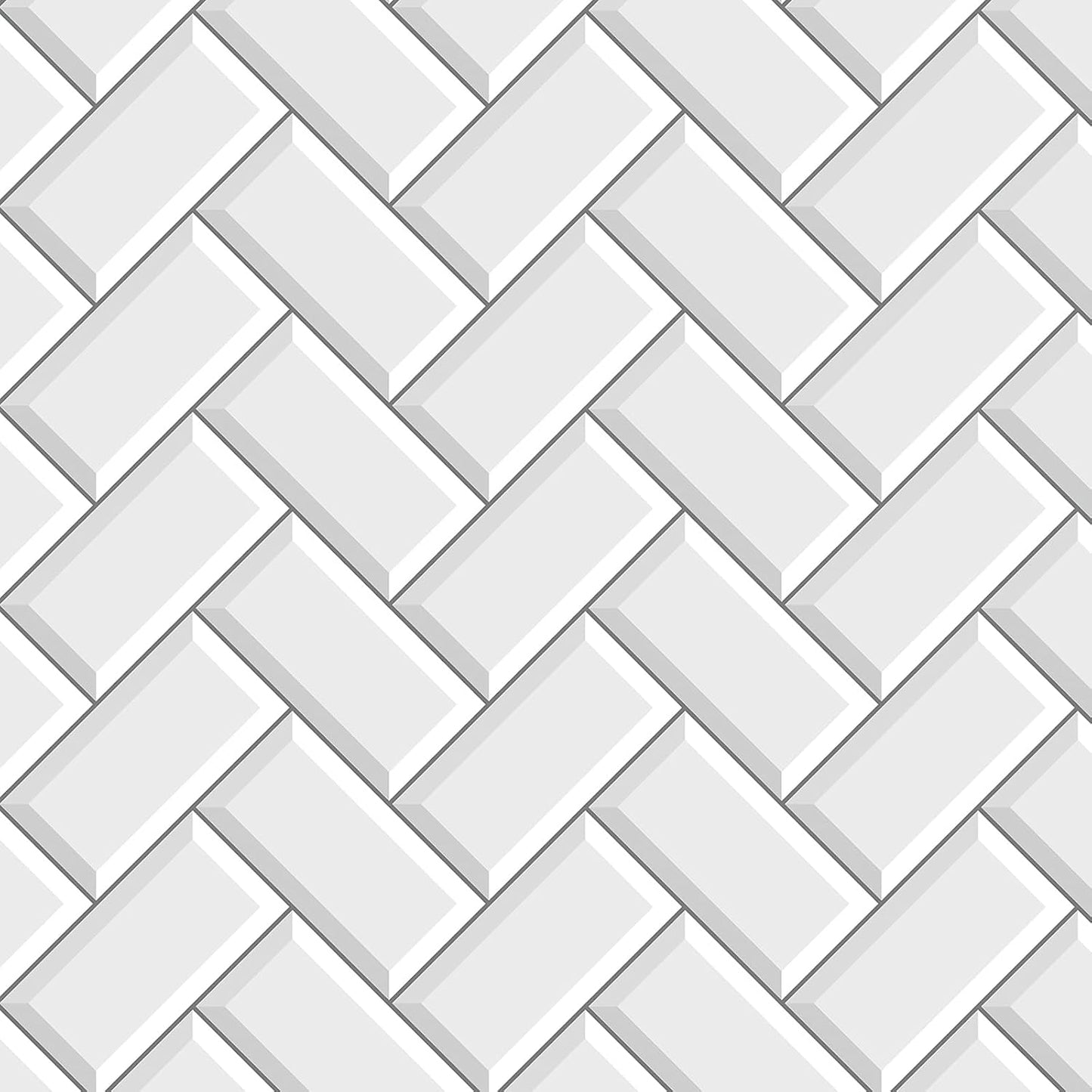 FunStick White Kitchen Wallpaper Peel and Stick Waterproof Herringbone Backsplash Wall Paper for Kitchen Bathroom Tile Wallpaper Removable White Contact Paper Peel and Stick for Cabinets 17.5"x118"