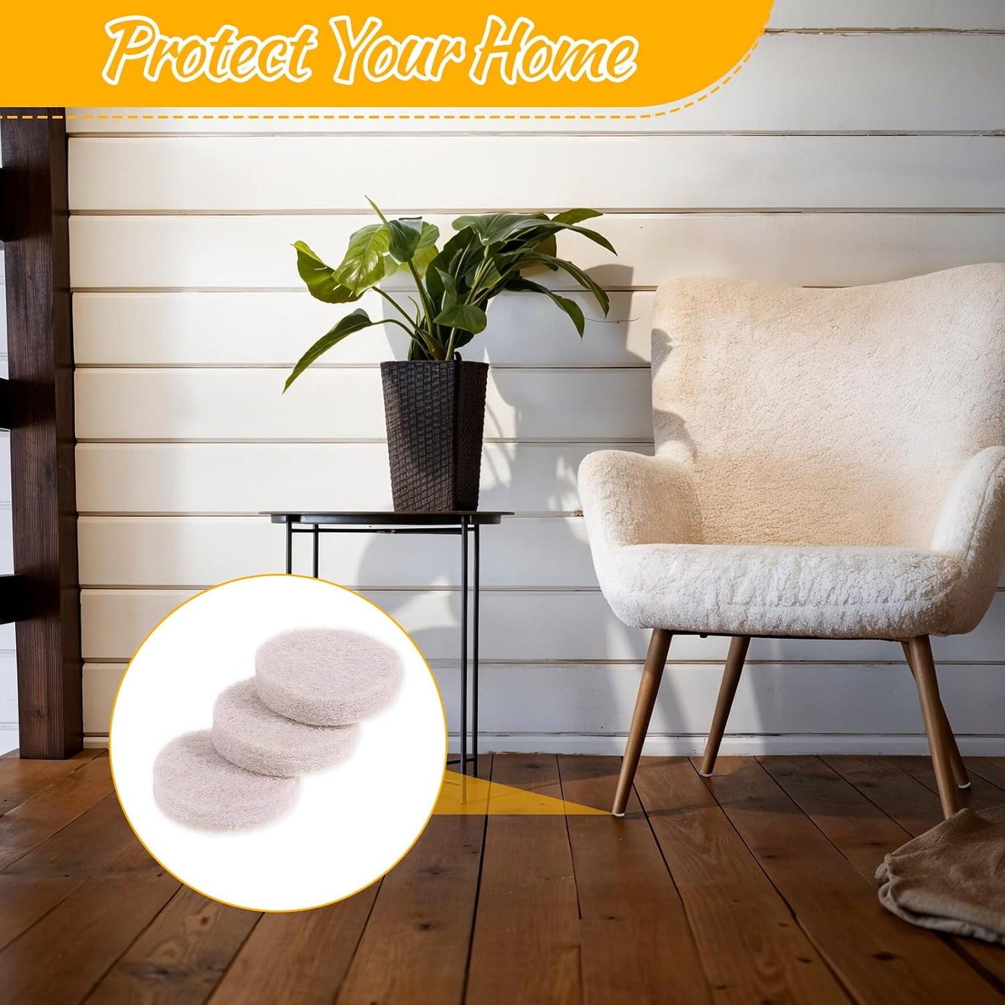 96 Pcs Felt Furniture Pads 3/4" Non Slip Chair Leg Pads Self Adhesive Chair Felt Pads Noise Canceller Anti Slip Furniture Stoppers for Hardwood Floors