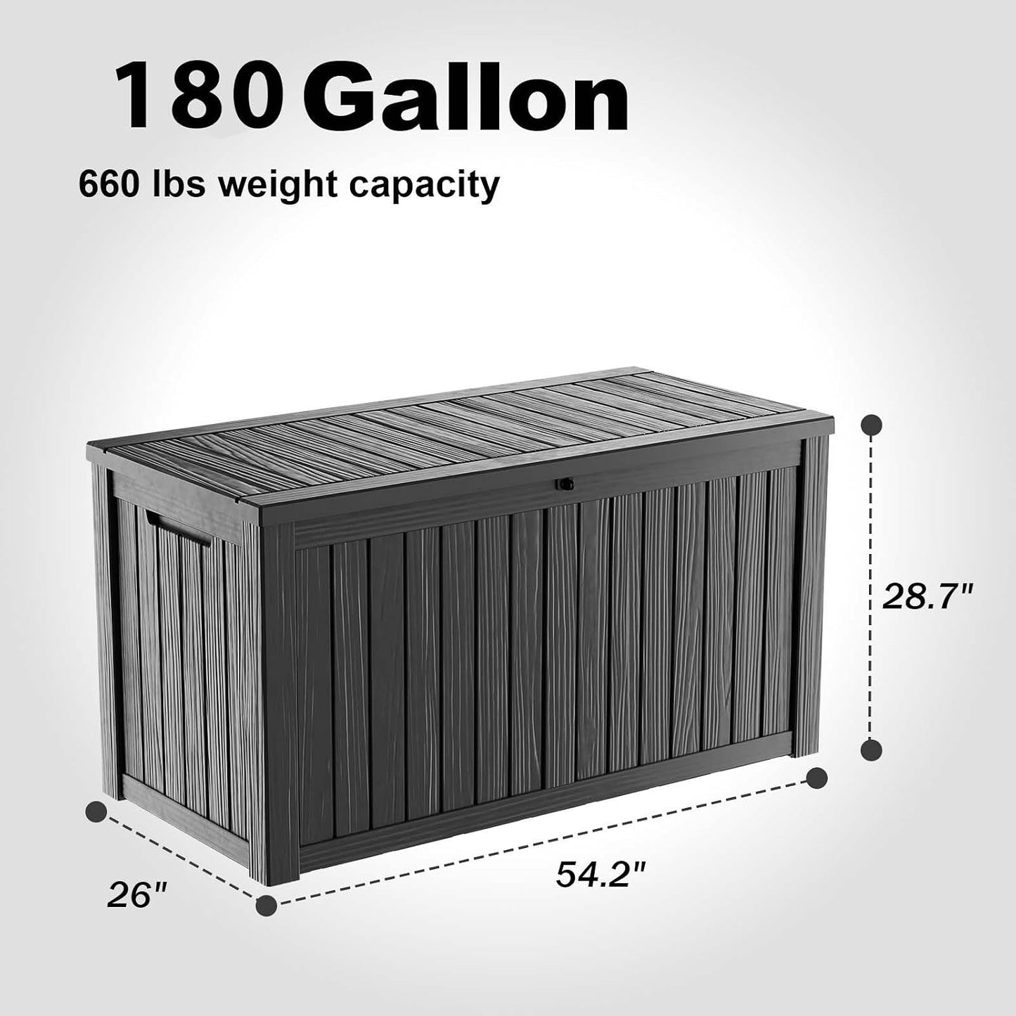 150 Gallon Waterproof Outdoor Storage Box,Resin Deck Box,Lockable Outside Storage Box Container for Patio Furniure,Garden,Tools (150 Gallon,Black)