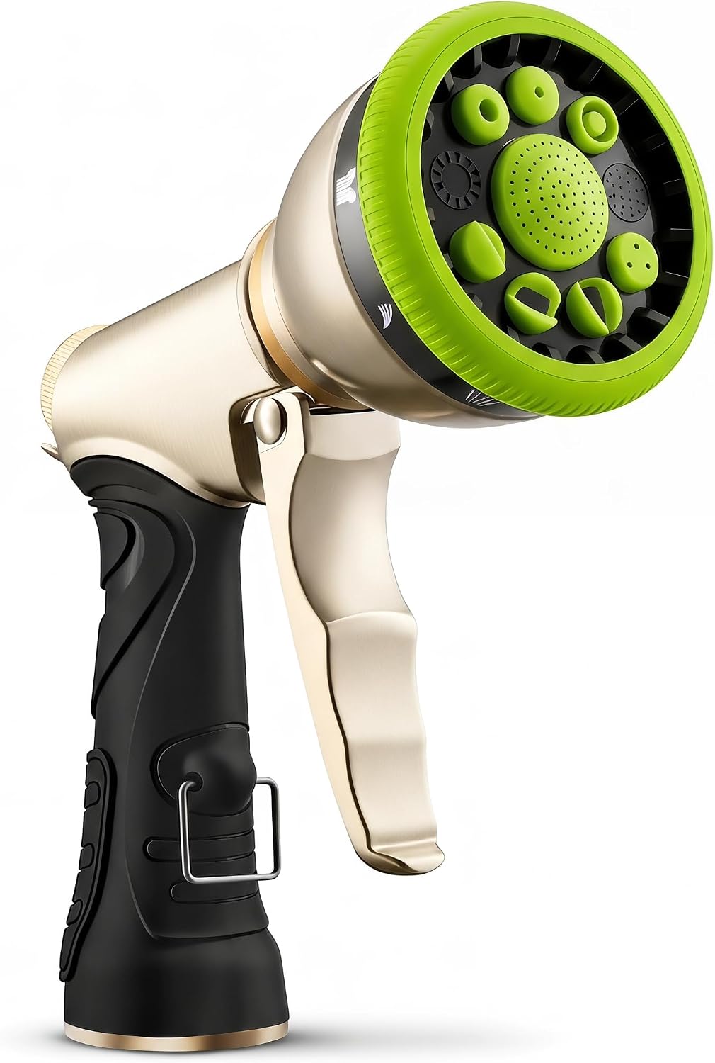 Garden Hose Nozzle,Heavy Duty Metal Hose Sprayer,High Pressure Rust Resistant Water Hose Nozzle with Lockable Trigger,9 Spray Patterns for Car Pet Washing, Plants & Lawns Watering,Outdoor Cleaning
