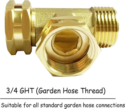 2PCS Brass 3/4" GHT Garden Hose Splitter Body Backyard 2 Way Y Shaped Swivel Connector Threaded Pipe Fitting Coupler Adapter with Washer
