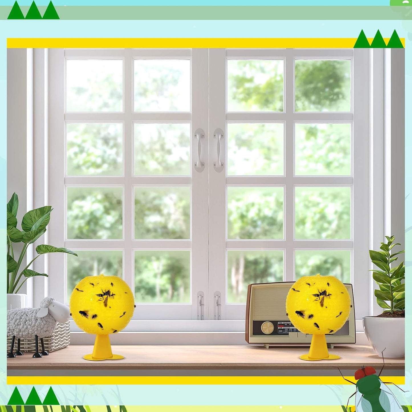 Qualirey 10 Set Fruit Fly Sticky Trap Balls Fungus Gnat Killer Bug Catcher Gnat Trap Insect Traps Indoor Outdoor Plant Fly Sticky Traps Ball for Fungus Plants (Orange)