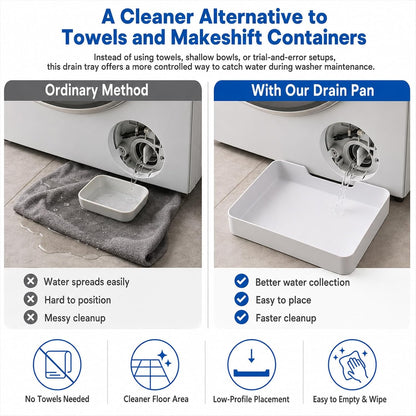 Universal Front-Load Washing Machine Drain Pan, Washing Machine Drain Tray, Leak-Proof Water Catch Drainage Tray, Easy Installation for Basements, Apartments, Mobile Homes, Garages, and Rentals