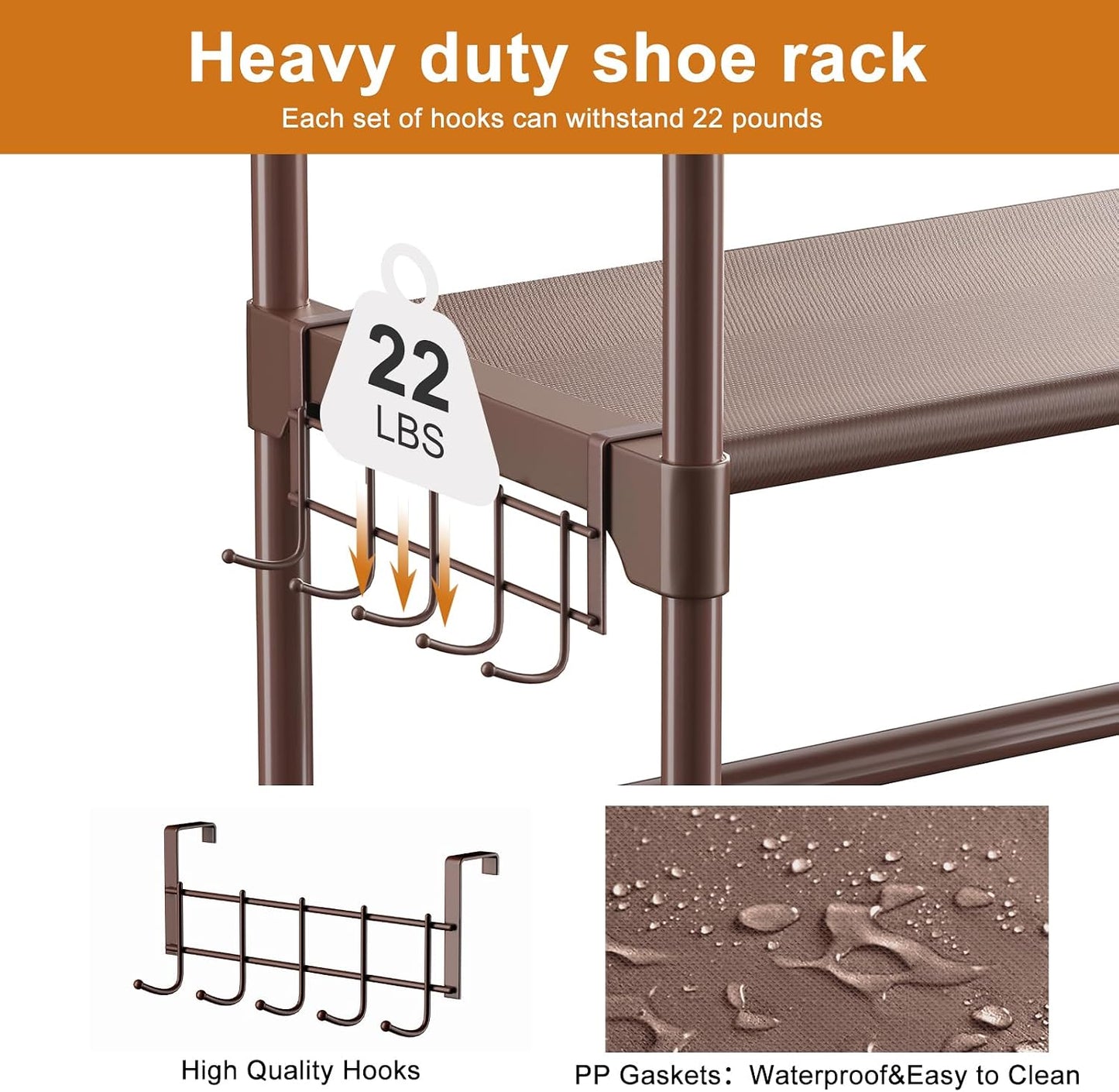 WOWLIVE 9 Tiers Large Shoe Rack Storage Organizer for Closet 50-55 Pairs Shoe Tower Unit Shelf Stackable Shoe Rack with Metal Pipes Plastic Connectors Black(SSS3B9)