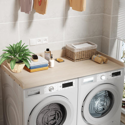 Washer Dryer Countertop with Shelf, Washer Dryer Topper, Solid Wood Washers and Dryers Countertop, 54" Width x 27.5" Depth Laundry Countertop for Laundry Room Organization and Storage, Black