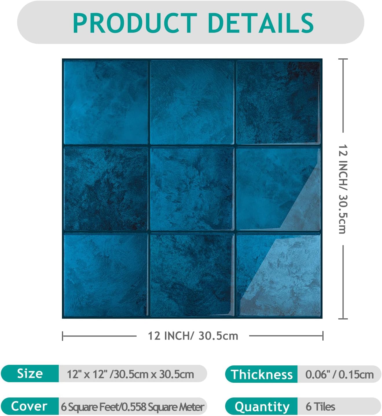 VEELIKE Cream Beige Peel and Stick Backsplash for Kitchen Square Peel and Stick Tile Backsplash 6 Sheets Self Adhesive Back Splash Tiles for Bathroom Waterproof Ceramic Wall Tile Stickers 12''x12''