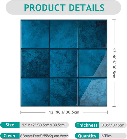 VEELIKE Cream Beige Peel and Stick Backsplash for Kitchen Square Peel and Stick Tile Backsplash 6 Sheets Self Adhesive Back Splash Tiles for Bathroom Waterproof Ceramic Wall Tile Stickers 12''x12''