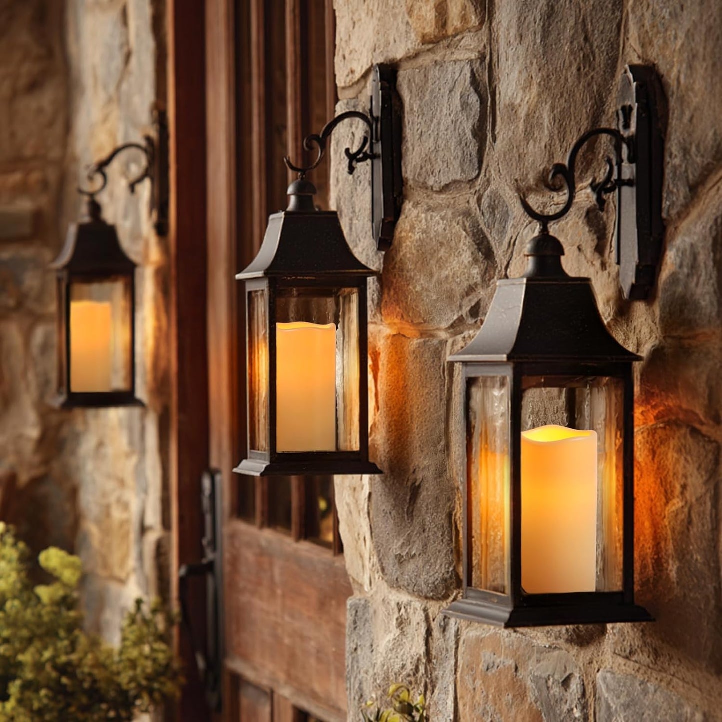 Raycare Outdoor Waterproof Flameless Candles, Battery Operated LED Electric Candles with Remote and Timers, Fake Pillar Candle for Patio, Porch, and Wedding Decor, Ivory, Set of 3(3"x4" 5" 6")