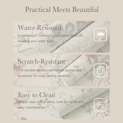 Heroad Boho Peel and Stick Wallpaper Beige Renter Friendly Wall Paper Peel and Stick Modern Contact Paper Neutral Geometric Wallpaper for Bedroom Bathroom Cabinets Decor Vinyl Waterproof 17.3"x78.7"