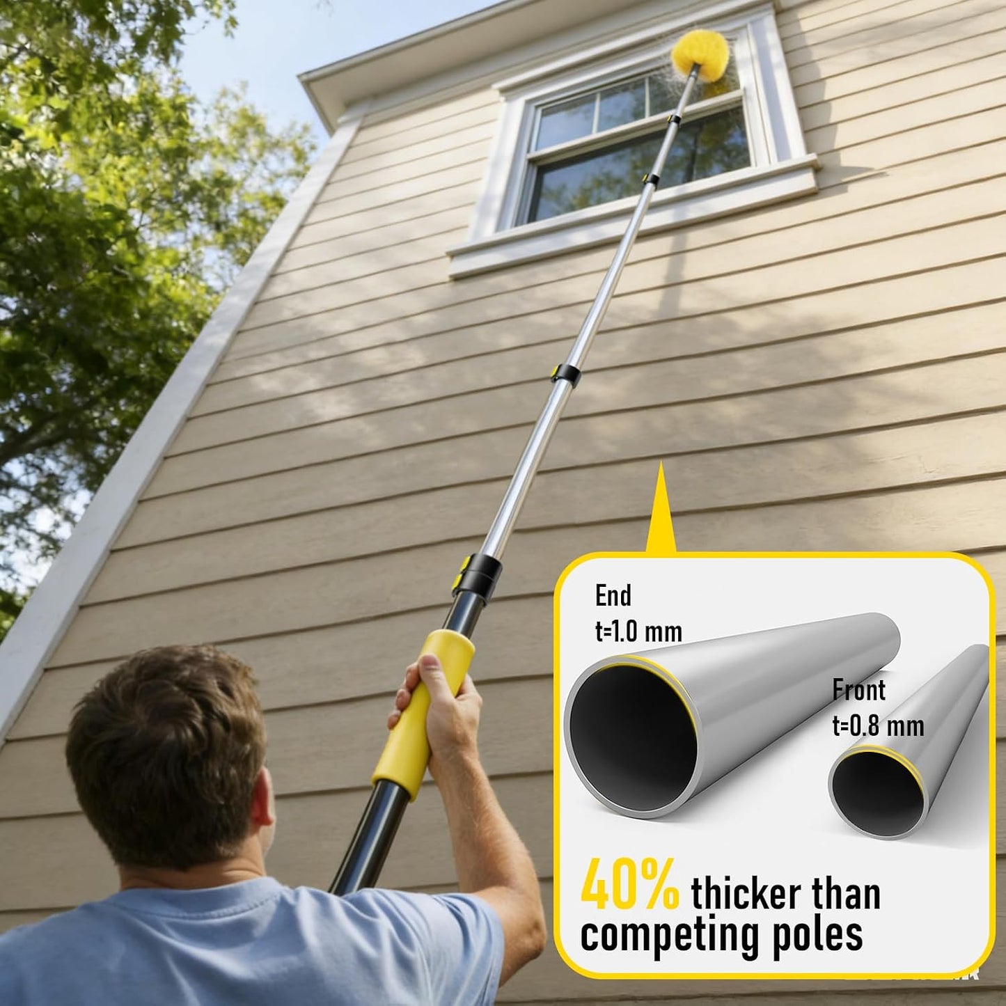 20 Foot High Ceiling Duster Kits with 5-12ft Heavy Duty Extension Pole, High Reach Duster for Cleaning,Microfiber Feather Duster,Cobweb Duster,Ceiling Fan Duster,Window Squeegee & Cleaner