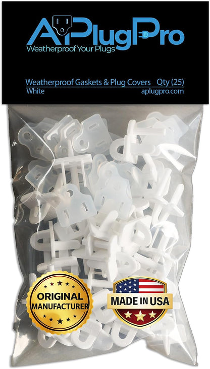 (Set of 10, White0 The Original Weatherproof Gaskets & Plug Covers - Made in USA, Outdoor Waterproof GFCI Protectors, Christmas Light Installation, Extension Cords, Stop GFCIs from Tripping