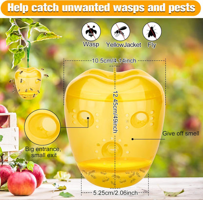 Wasp Trap, Yellow Jacket Trap Outdoor Hanging, Reusable Hornet and Wasp Catcher Traps for Outside, 2 Pack - Orange