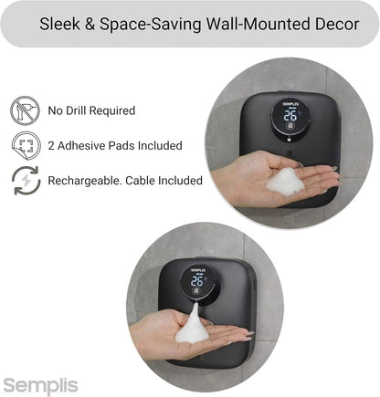 Automatic Soap Dispenser – Touchless Foaming Hand Soap Dispenser with Digital Display, 6 Adjustable Foam Levels, USB Rechargeable Wall‑Mount for Bathroom & Kitchen, 10.82 oz/320 ml