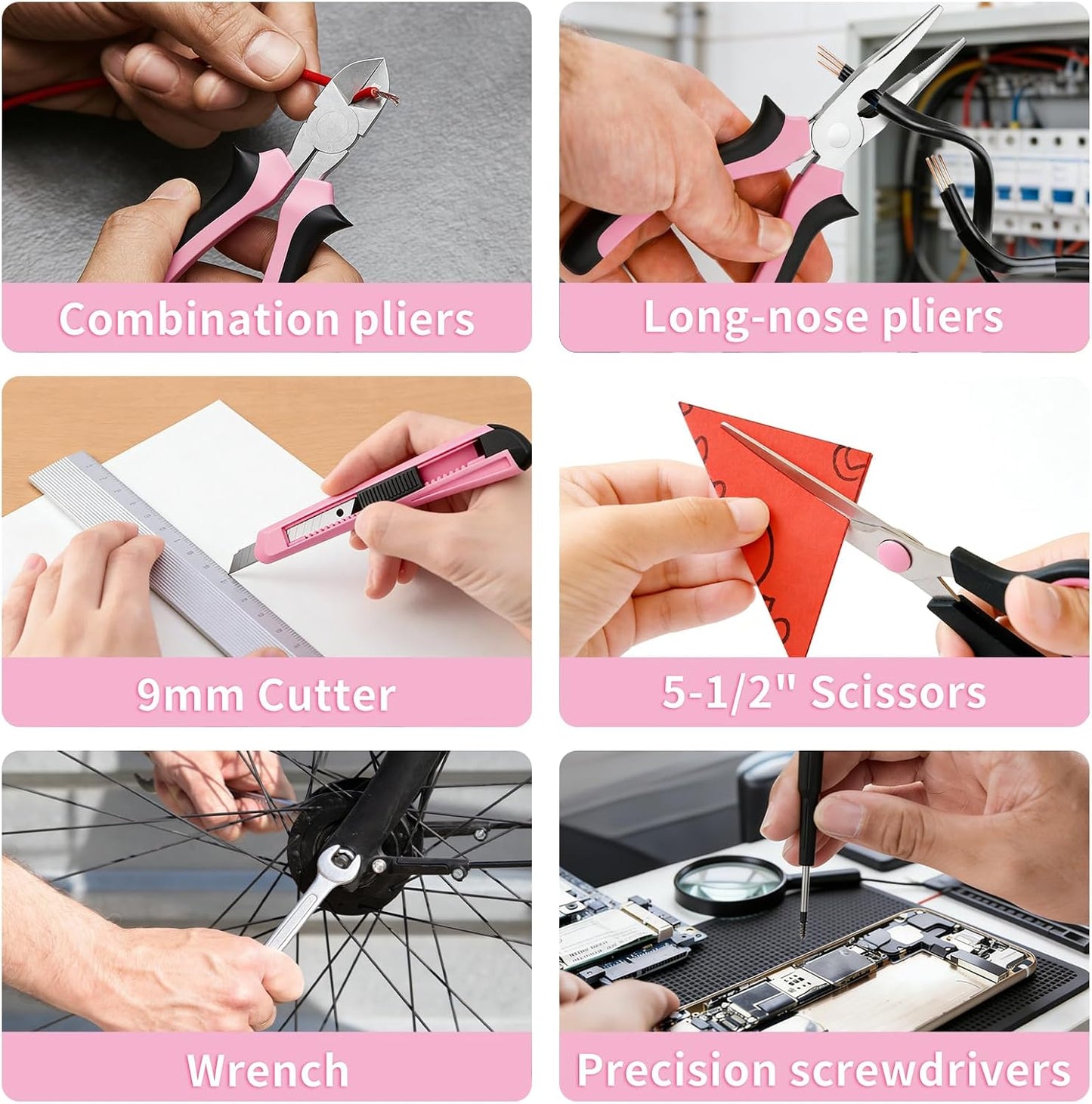 ENERTWIST Pink Tool Kit for Women, 189-Piece Premium Household Hand Tool Set with Lightweight Portable Box, Perfect for Home DIY Repair, Furniture Assembly, Ideal Gift for Women & Housewarming