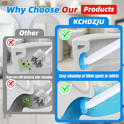 Disposable Toilet Brush with 48 Refills, Toilet Brushes and Holders, Wall Mounted Toilet Bowl Cleaner Wand for Bathroom Maintenance