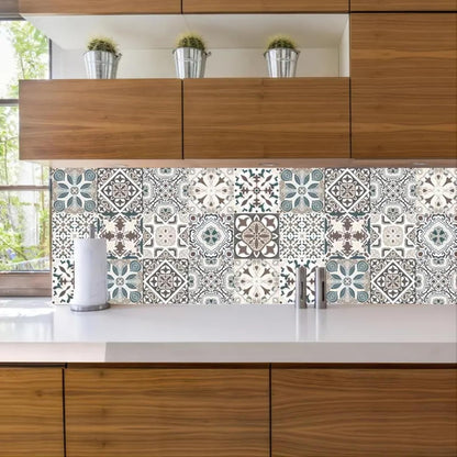 10PCS Peel and Stick Tile Backsplash Stickers, 4"x4" DIY Backsplash Mandala Style Stickers for Kitchen & Bathroom, Self-Adhesive Removable Waterproof Tile Decals for Home Decor