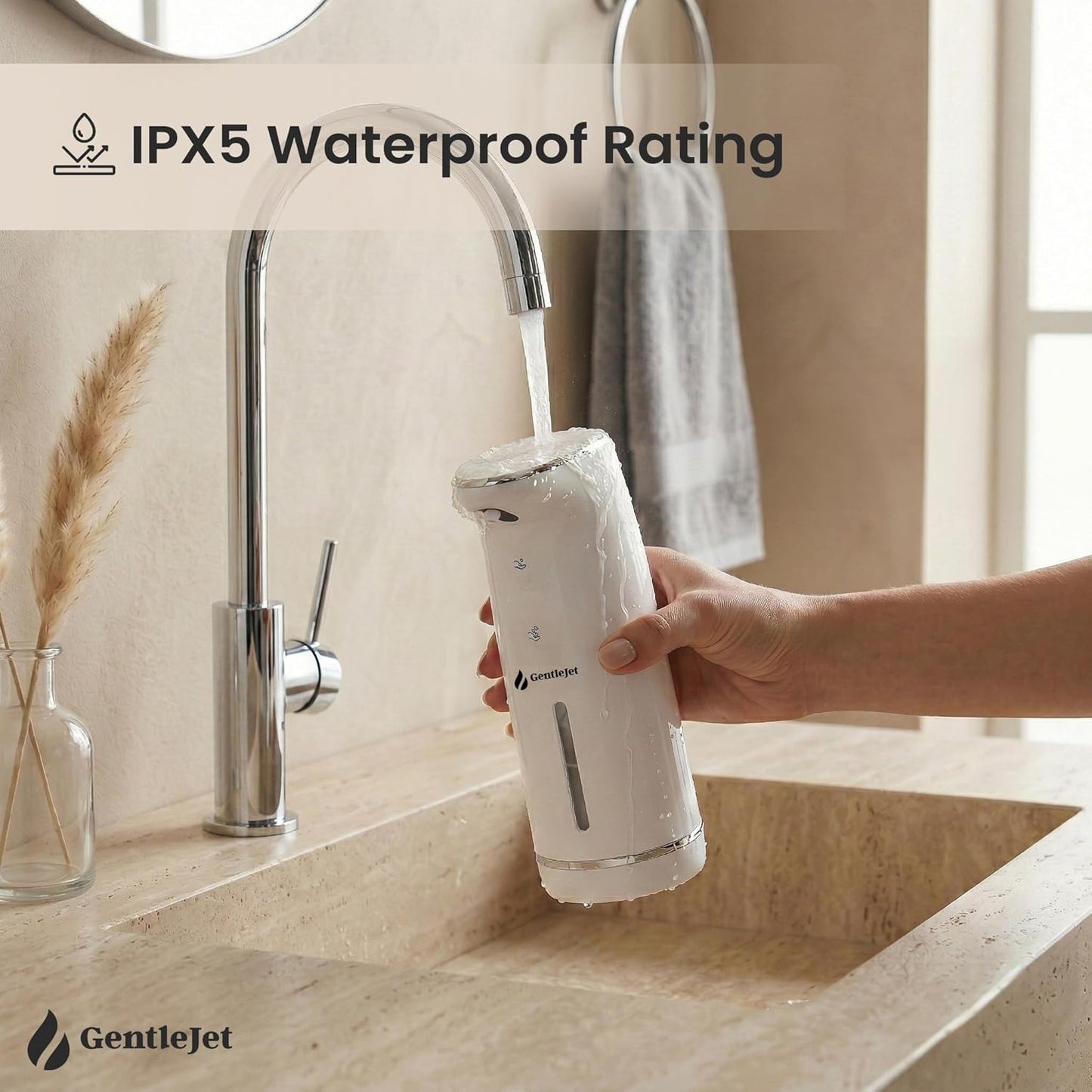 GentleJet Cloudfoam Automatic Foaming Soap Dispenser – Touchless Foam Dispenser for Kids & Family, Soft Rich Foam, USB-C Rechargeable, No-Clog Design, IPX5 Waterproof, 320 ml