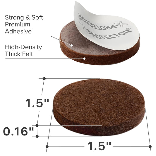 X-Protector Premium Felt Furniture Pads - 20 PCS 6 x 1/2" - Black Rectangular Pads with Tenacious Adhesive - Protects Hardwood, Laminate & Tile Floors