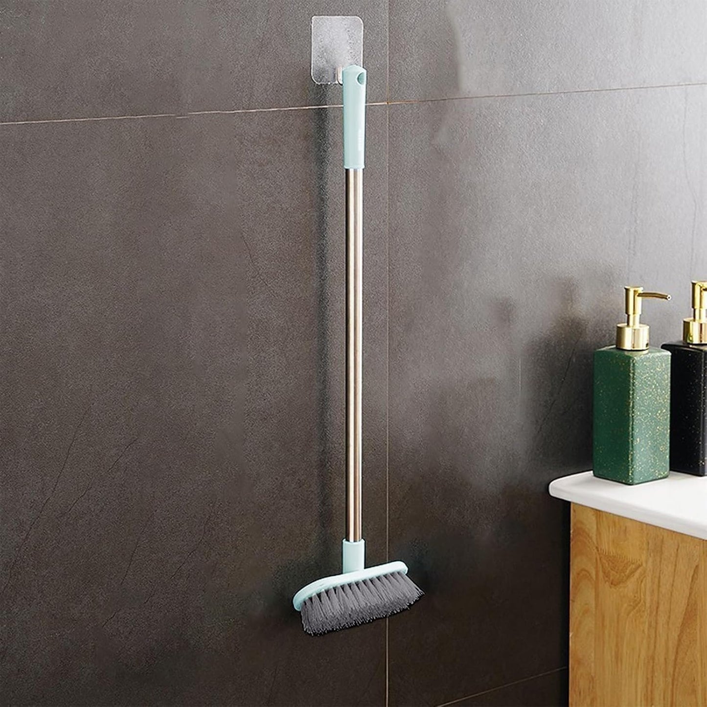 Floor Brush, 17.7inch Shower Scrub Brush with Stiff Bristles, Scrub Brushes for Cleaning Non-Scratch, Bathroom Scrub Brush for Cleaning Tile Wall Deck Bathroom Patio Garage Kitchen (Blue)