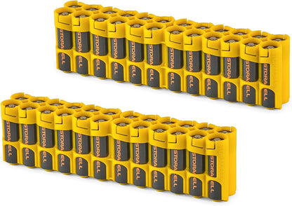 AA Battery Storage Caddy by Storacell, Yellow - Holds 24 Batteries (Not Included)