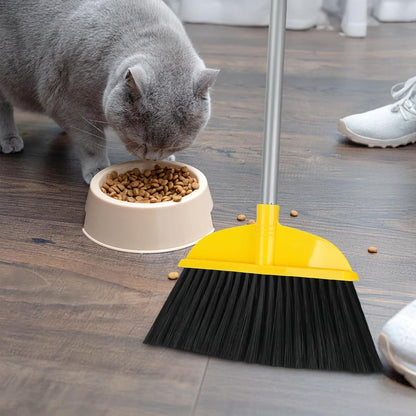 Indoor Broom for Floors 55” Soft Bristle Brooms for Sweeping Indoor/Outdoor to Clean Kitchen, Lobby, Office, Hardwood, Tile, Concrete, Patio, Deck-Yellow