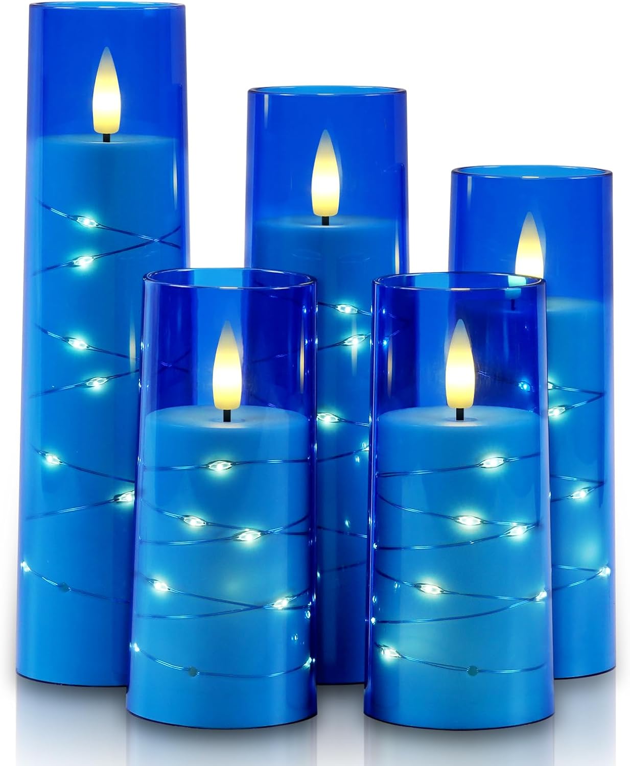 Raycare Flameless Candle with Remote Timer, 3 Flickering Acrylic Battery Operated LED Pillar Candles with Embedded Star String for Christmas, Wedding, Home Table Decor, and as a Gift (Ivory White)