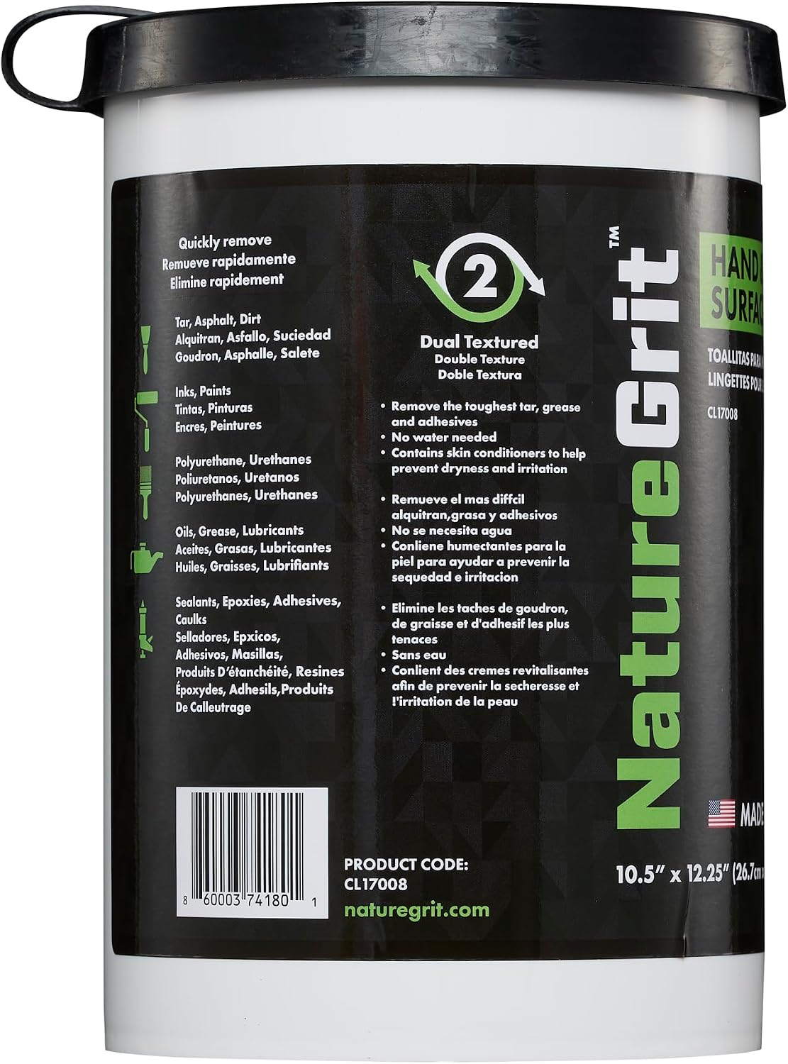 NatureGrit Hand & Surface Wipes: Heavy Duty Grease & Grime Removal, Degreaser Wipes for Mechanics, Workshop Use (1)