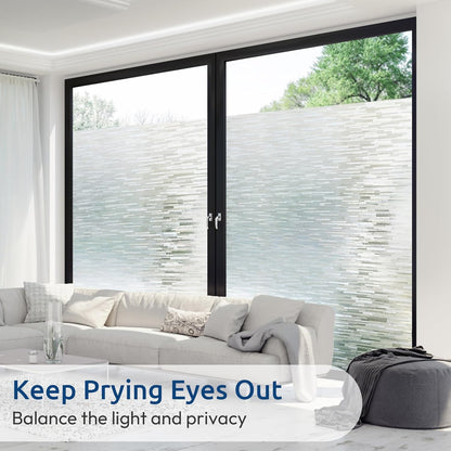 rabbitgoo Window Privacy Film Frosted Glass Film Removable Vinyl Door Coverings UV Blocking Decorative Static Cling Non-Adhesive Window Clings Sticker for Home Decor, 17.5 x 78.7 Inches